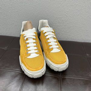 Men's Alexander McQueen Court Textile/Leather Sneakers Yellow/Blue 46 US 13